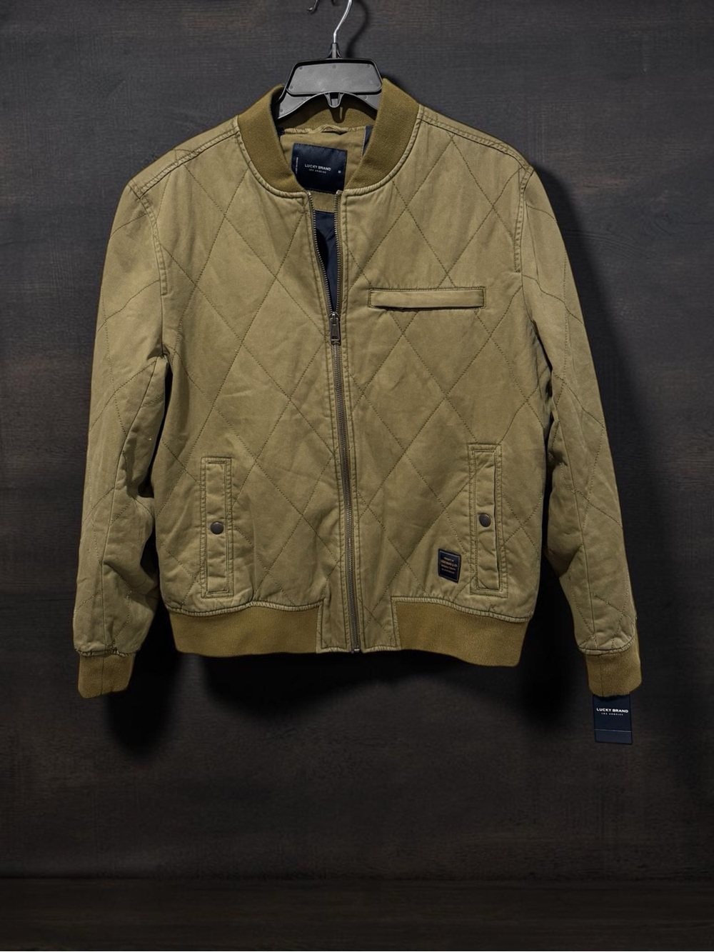 Lucky Brand Quilted Olive Green Bomber Jacket NWT